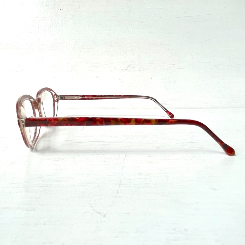 Vintage BINOCLE Fire Mosaic Confetti Red Orange Multi Marble Eyeglasses France - Picture 7 of 13